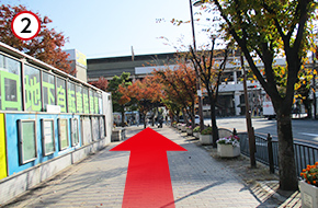 ヴェルノール布施駐車場を南に下ると「近鉄布施駅」の高架に当たります。そこを左折し、沿線沿いに歩きます。