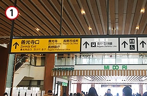 長野駅の善行寺口を出て、長野大通りを右に進みます。