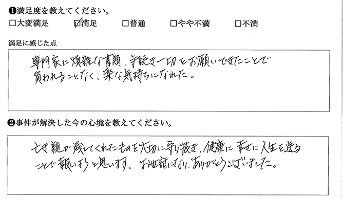 書類、手続き一切をお願い出来ました