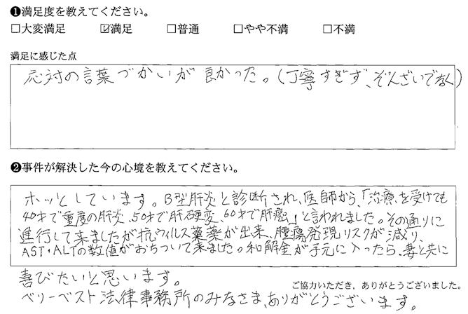 応対の言葉づかいが良かった。（丁寧すぎず、ぞんざいでなく）