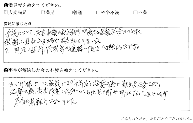 用意する書類等分かりやすく無難に書記入する事が出来助かりました