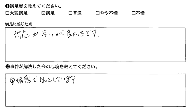 ほっとしています