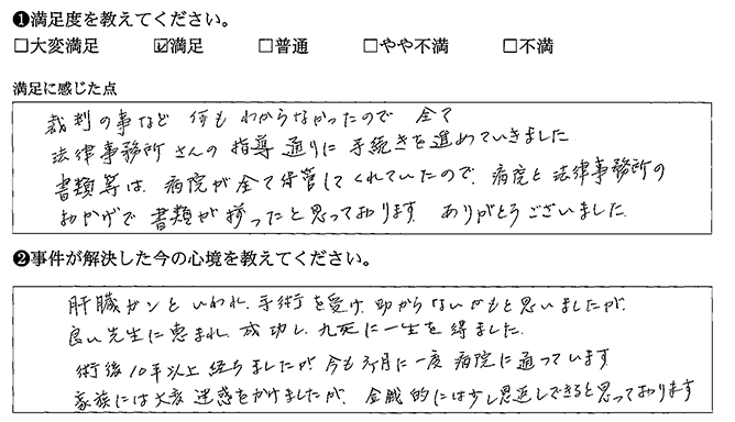 病院と法律事務所のおかげです