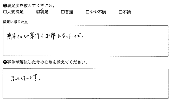 ほっとしています