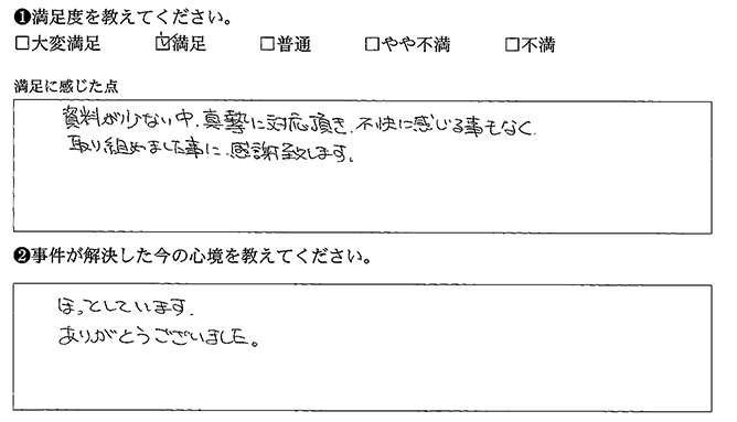 不快に感じる事もありませんでした