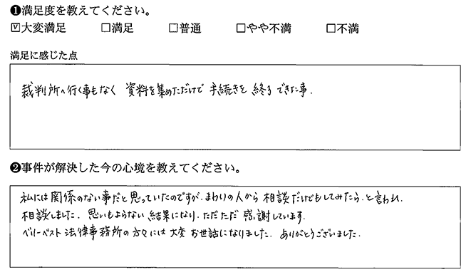 資料を集めただけで手続きが終了しました