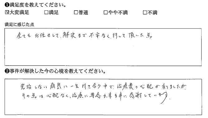 全てお任せして解決して頂きました