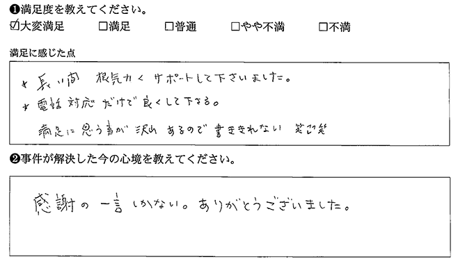 長い間根気強くサポートしてくれました