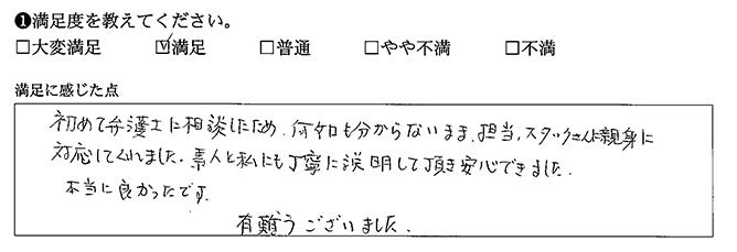 素人にも丁寧に説明してくれました