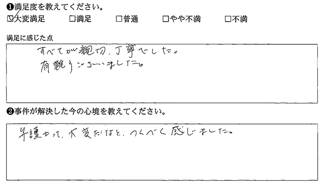 すべてが親切、丁寧でした