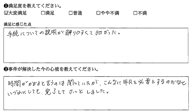 完了してホッとしています