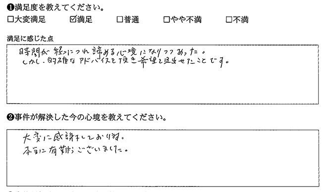 的確なアドバイスをいただきました