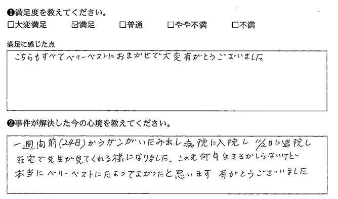 すべてベリーベストにおまかせでした