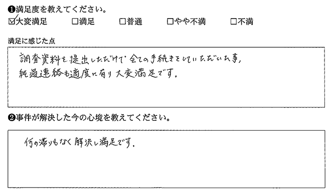 資料を出しただけですべての手続きをしていただきました