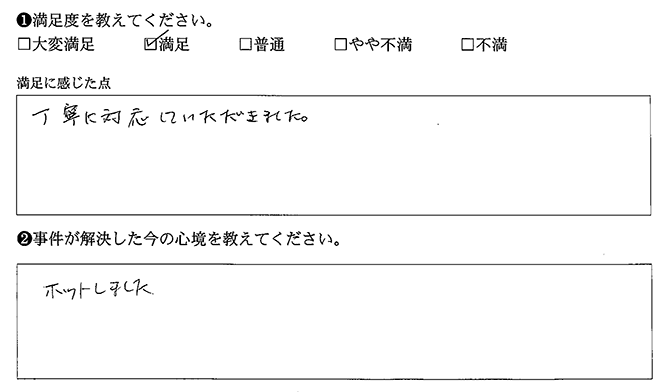 丁寧に対応していただきました