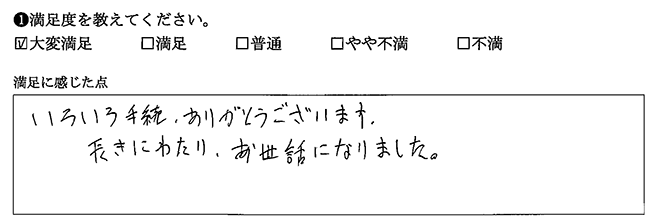 長きにわたり、お世話になりました