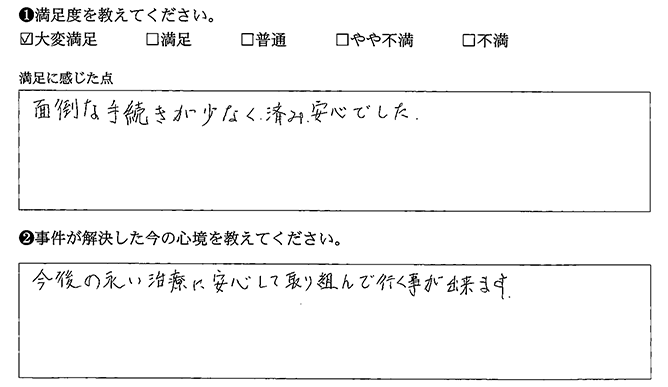 面倒な手続きが少なくて安心でした
