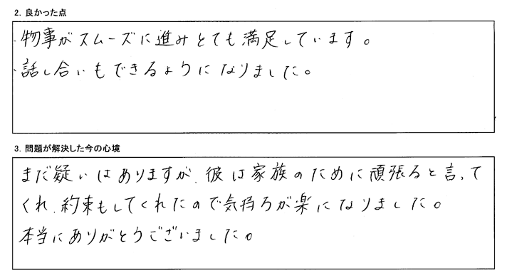 物事がスムーズに進みとても満足しています
