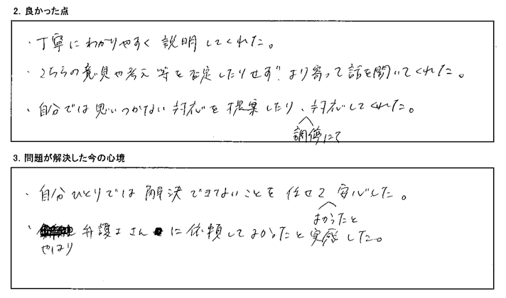 こちらの意見や考え等を否定したりせず、より寄って話を聞いてくれた