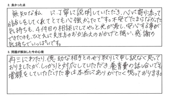 丁寧に説明していただき、心に寄り添ってお話をしてくれてとても心強かったです。