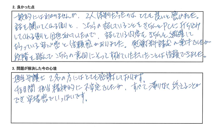 4か月相当精神的に不安定でしたが、すべて滞りなく終えることができ安堵感でいっぱいです。
