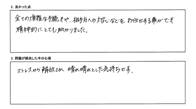 あらゆる手続きをお任せできたので、精神的にとても助かりました。
