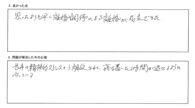 思ったよりも早く離婚することができました。