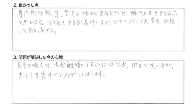 手続きや条件のアドバイス含め、依頼して良かったです。
