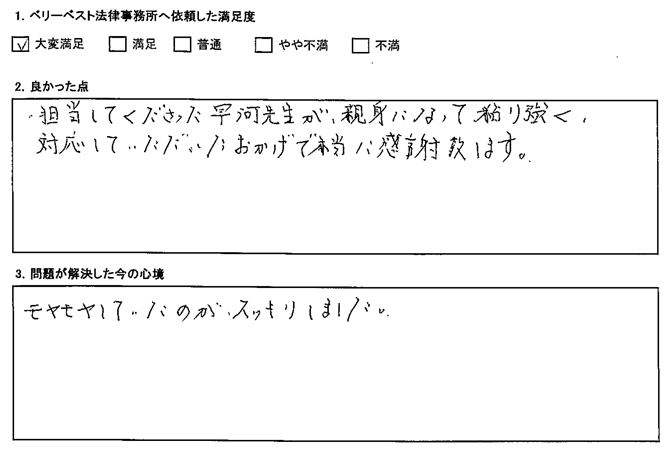 モヤモヤしていたのが、スッキリしました