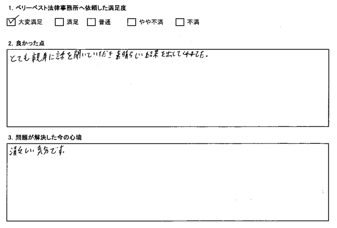 とても親身に話を聞いていただき素晴らしい結果を出してくれました